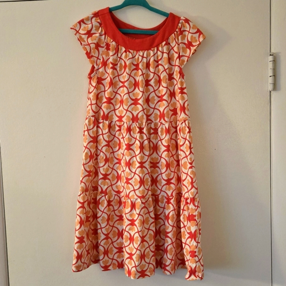Tea collection cotton pink and orange floral twirl dress